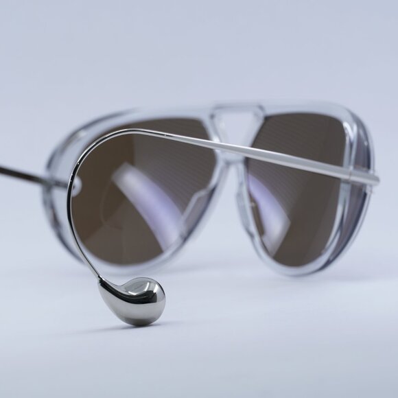 Bottega Veneta BV1273S 009 Sunglasses Grey Geometric Frame, Brown Lenses main image 4